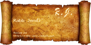 Rabb Jenő névjegykártya